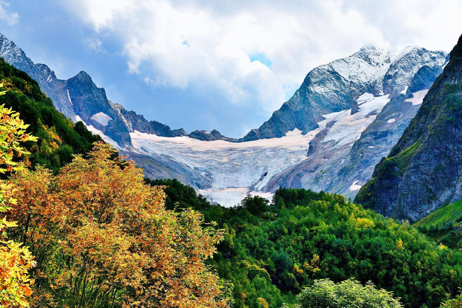 домбай, карачаево-черкесия, ледник птыш, перевал птыш, тебердинский заповедник, кавказ, русская поляна, альпийские луга, ущелье домбай-ульген, Байдуков Александр