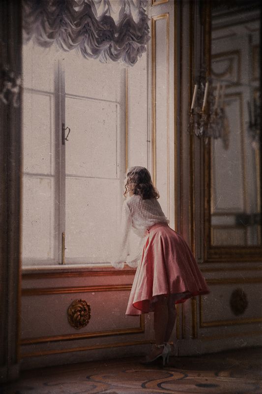 Девушка, портрет, постановочная фотография, винтаж, усадьба, окно, ретро, шум, пленка Наталья фото превью