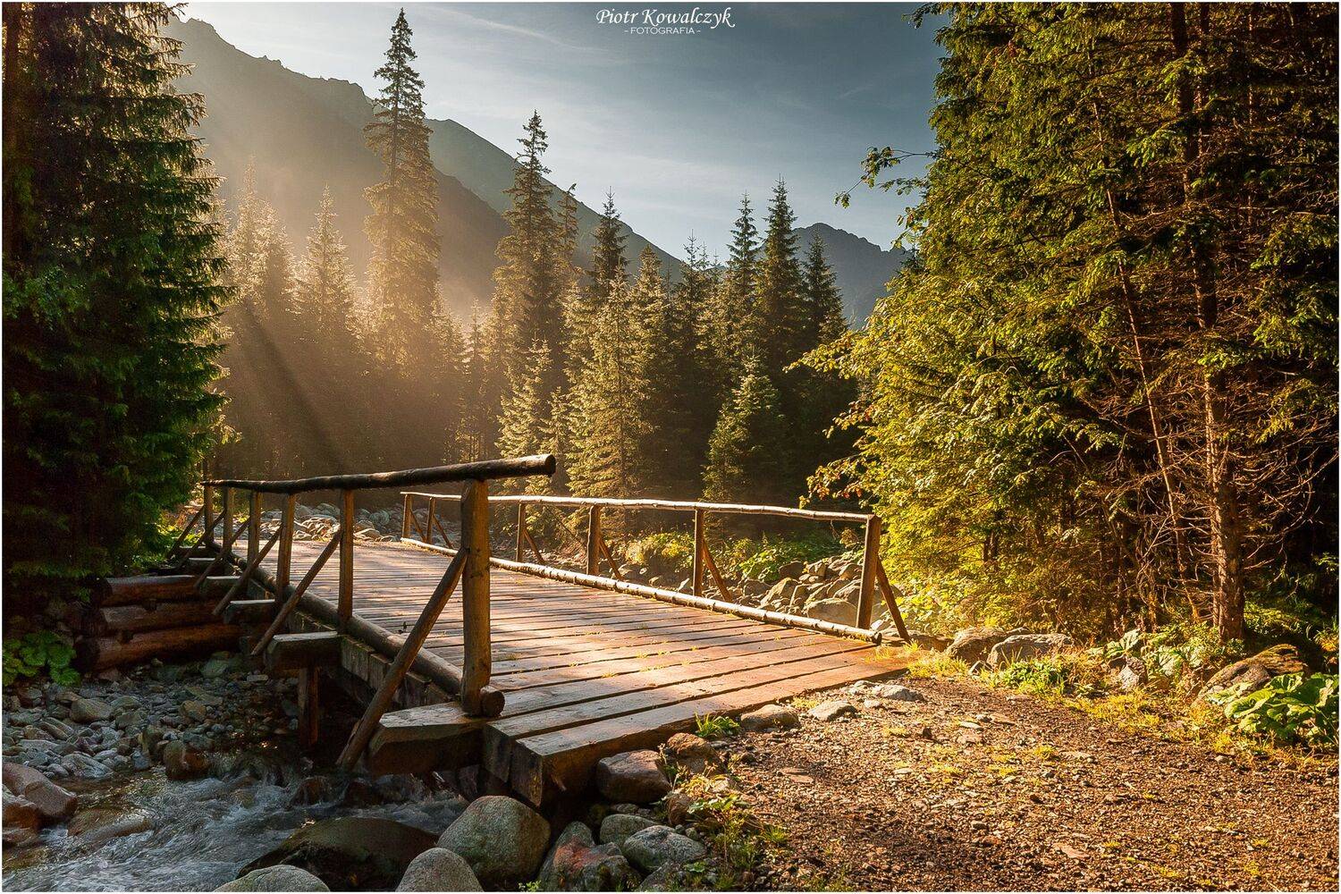 słowacja, tatry wysokie, g&oacute;ry, promienie, most, las, Kowalczyk Piotr