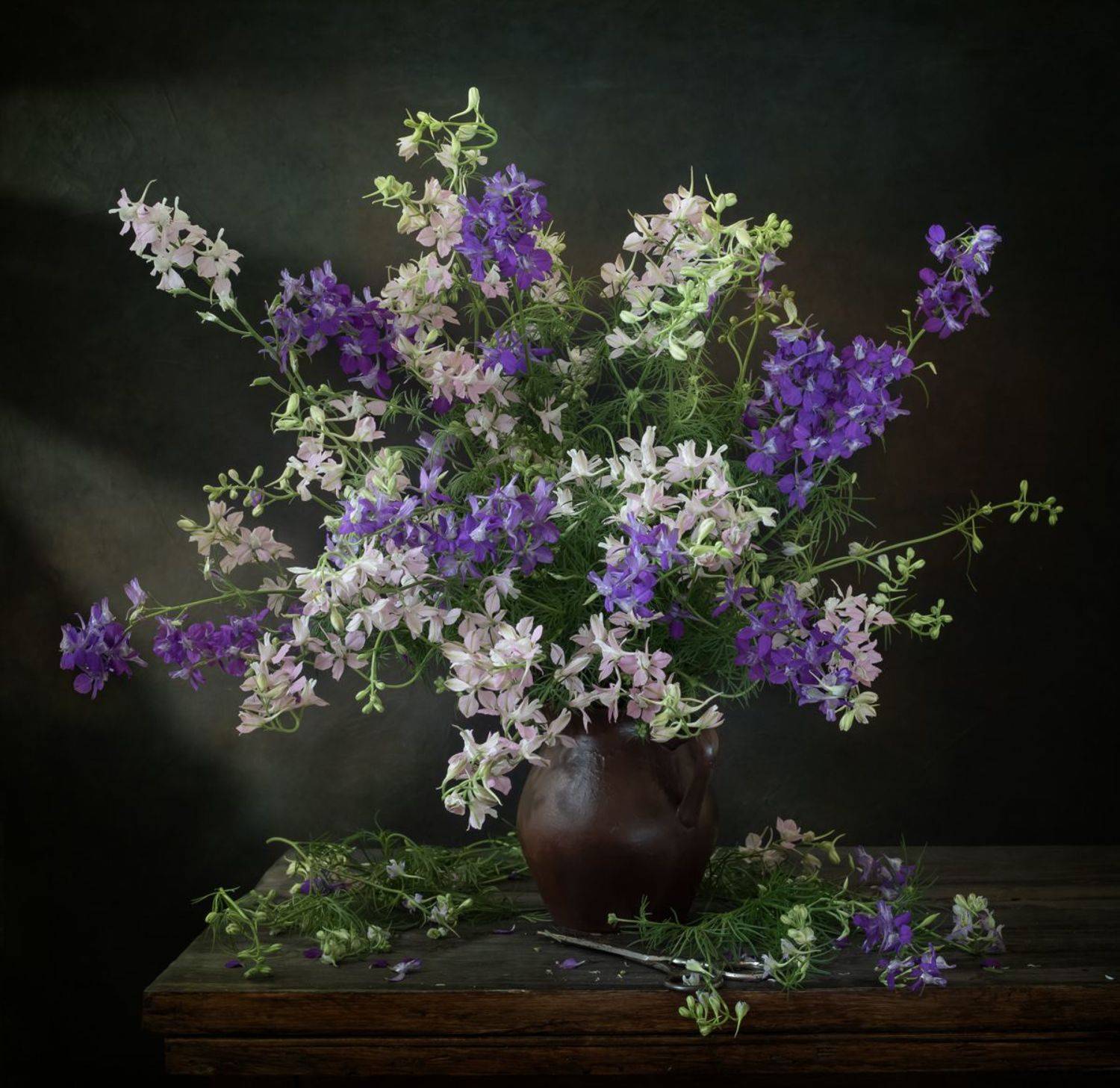 натюрморт, цветы, дельфиниум, Оля