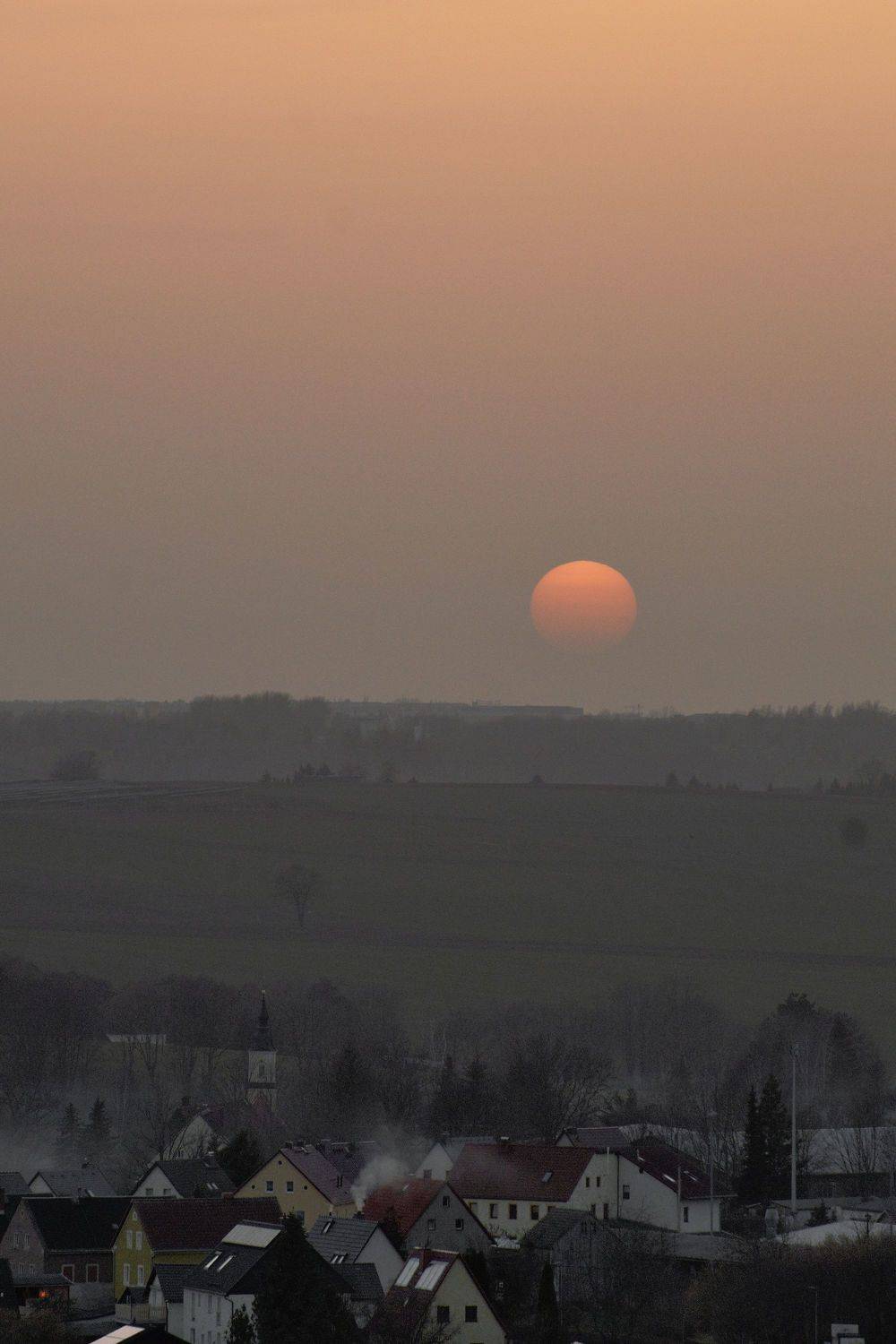 sunset, village, landscape, Владимир Кетов