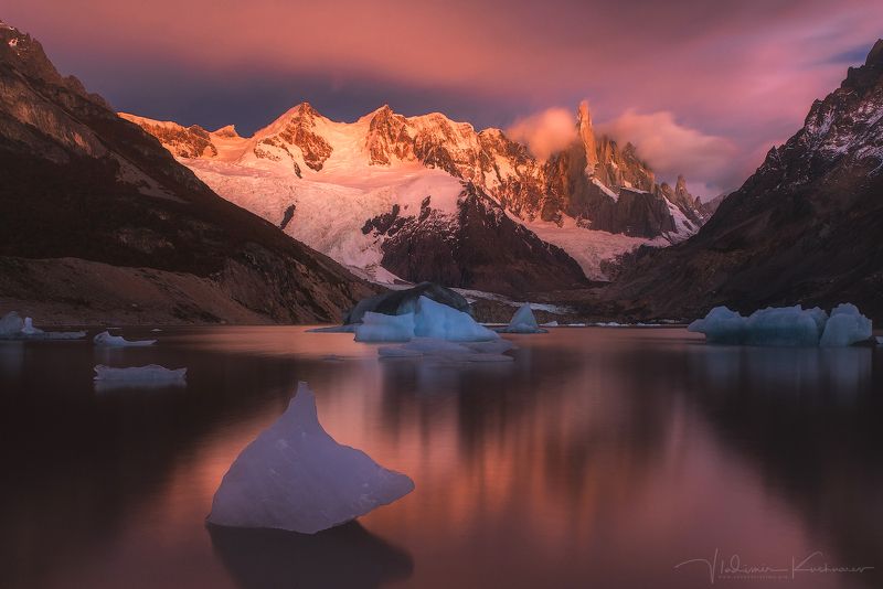 патагония, аргентина, fitz roy, cerro torre, лагуна, айсберг Golden Hour фото превью