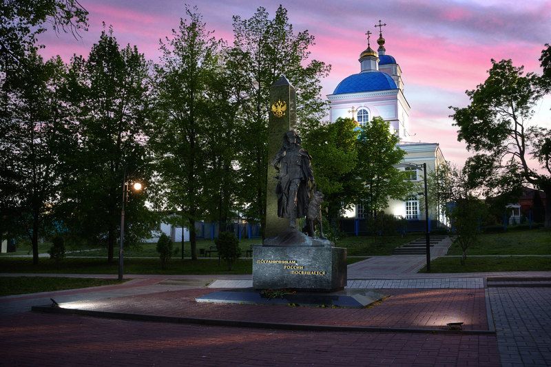 город, архитектура, храм, курск, вечер, здание,памятник Памятник пограничникам России фото превью