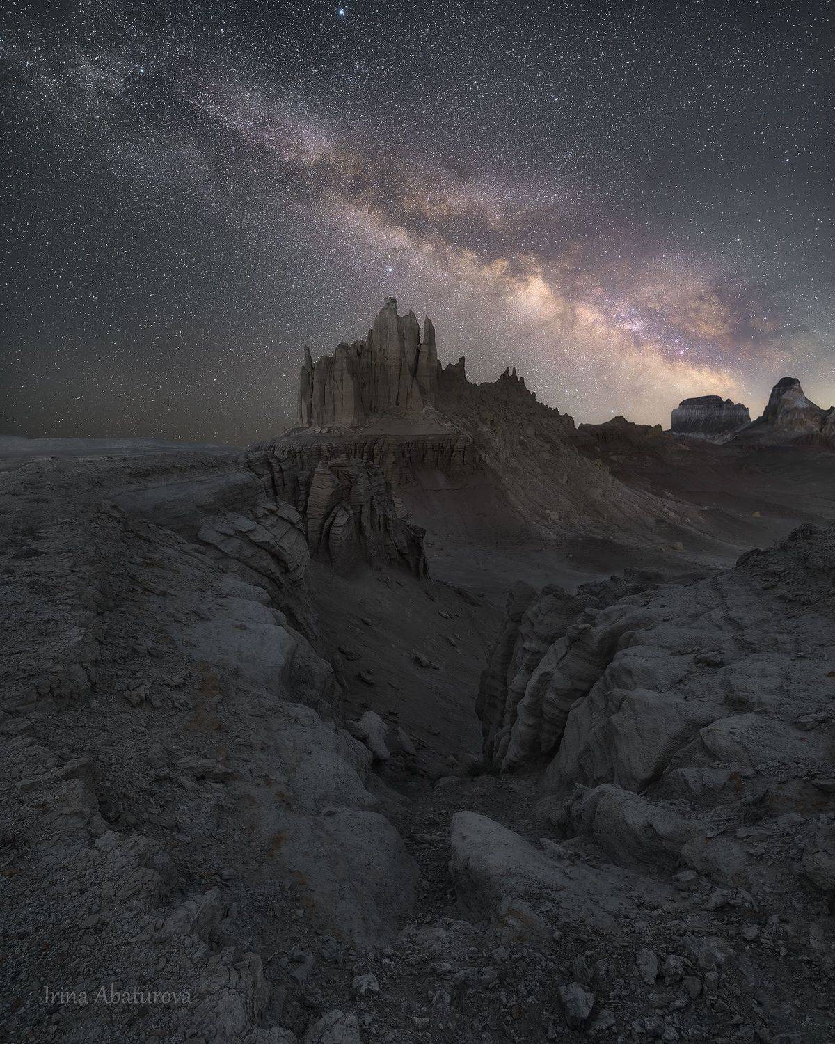 казахстан, мангистау, айракты, долина замков, млечный путь, ночь, звезды, Ирина Абатурова
