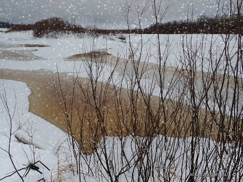 пейзаж снег не реке. Холмогоры фото превью