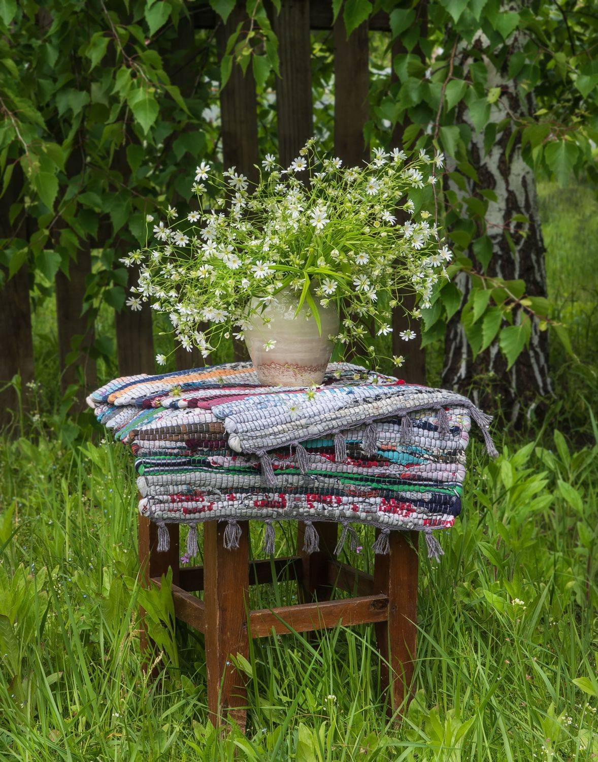 дача, май, букет,  табурет, дачный натюрморт,, Галина Тришина