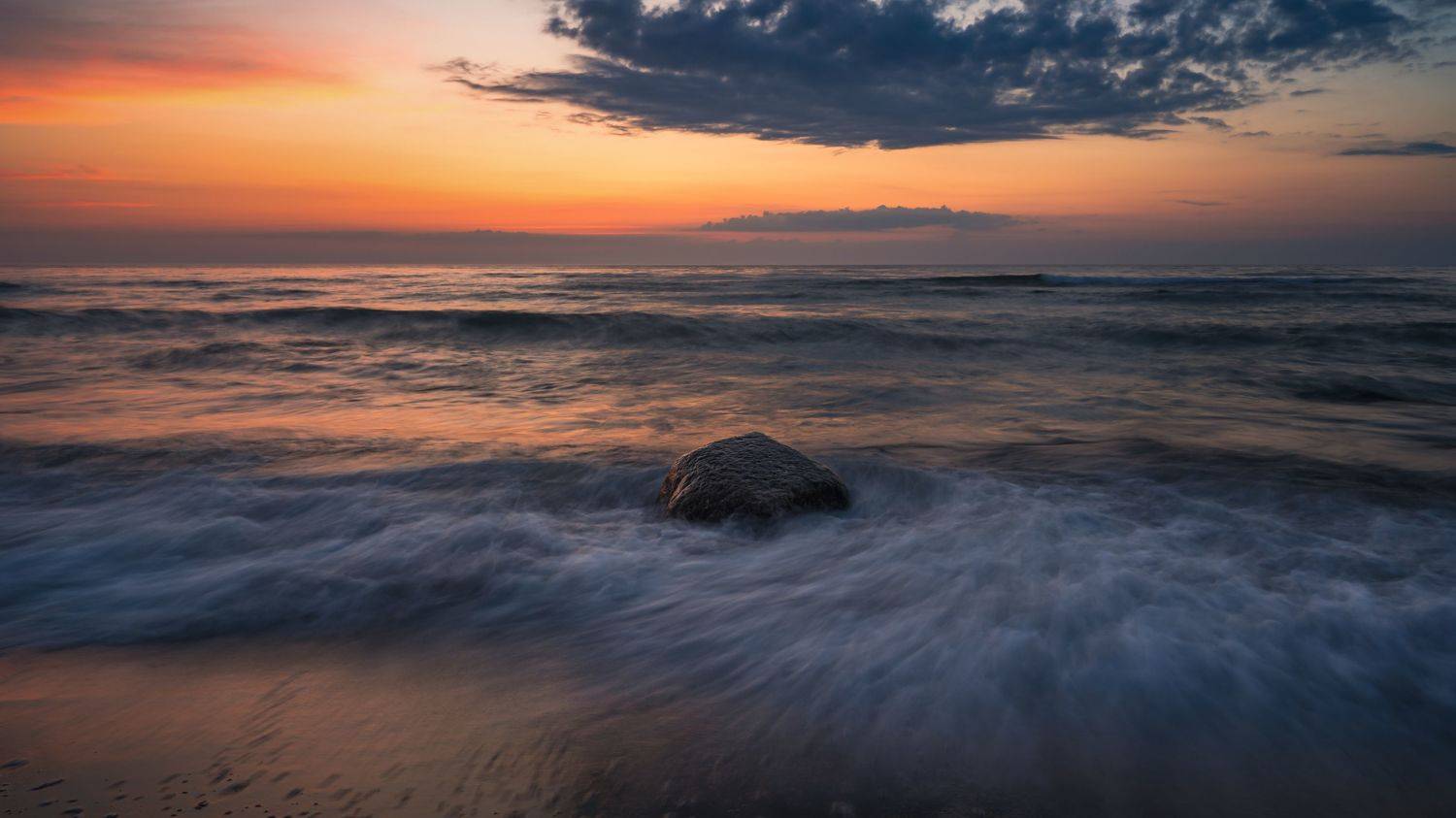 балтийское море, волны, закат, Popoff Dmitry