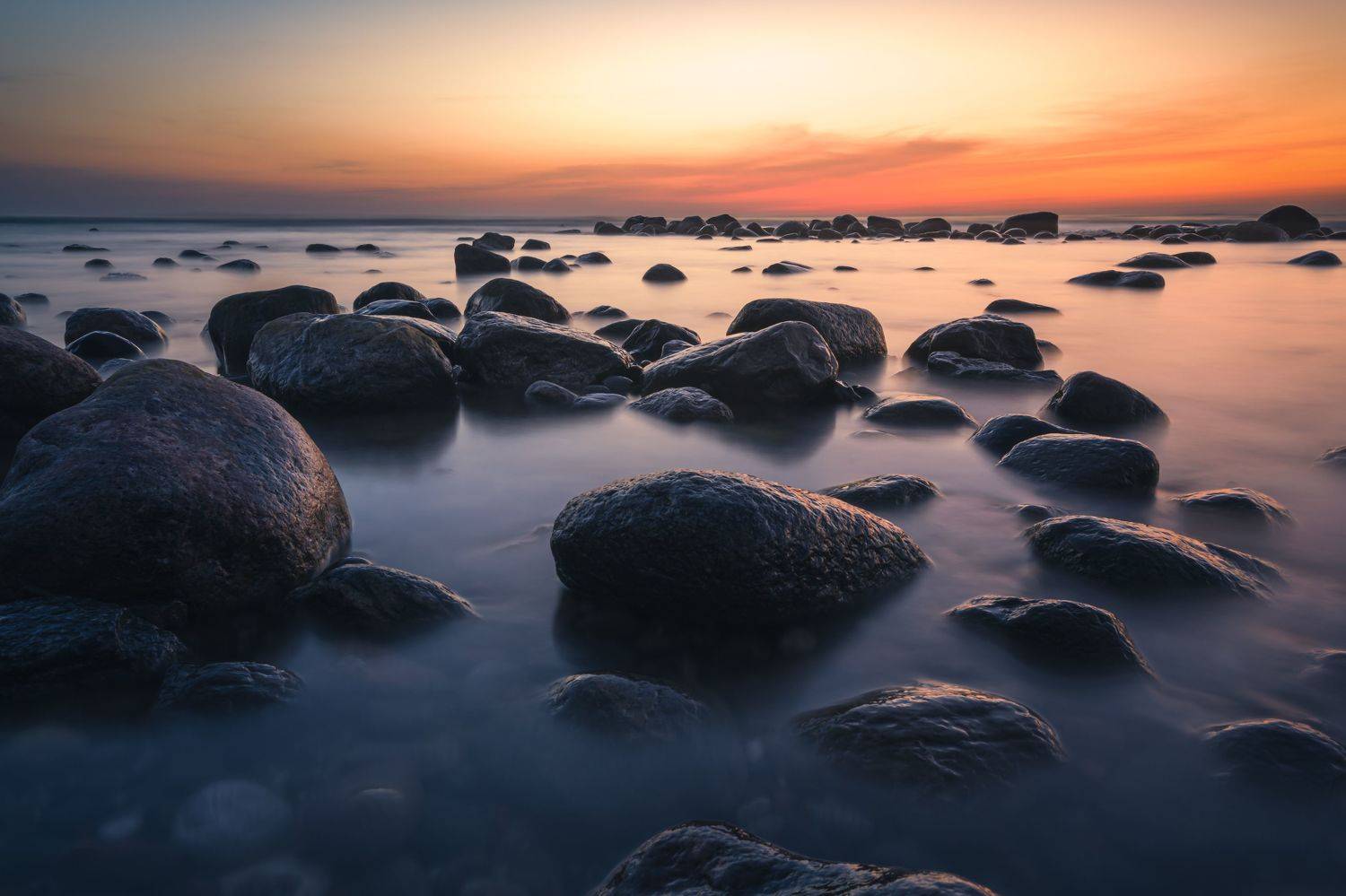 балтийское море, камни, закат, Popoff Dmitry