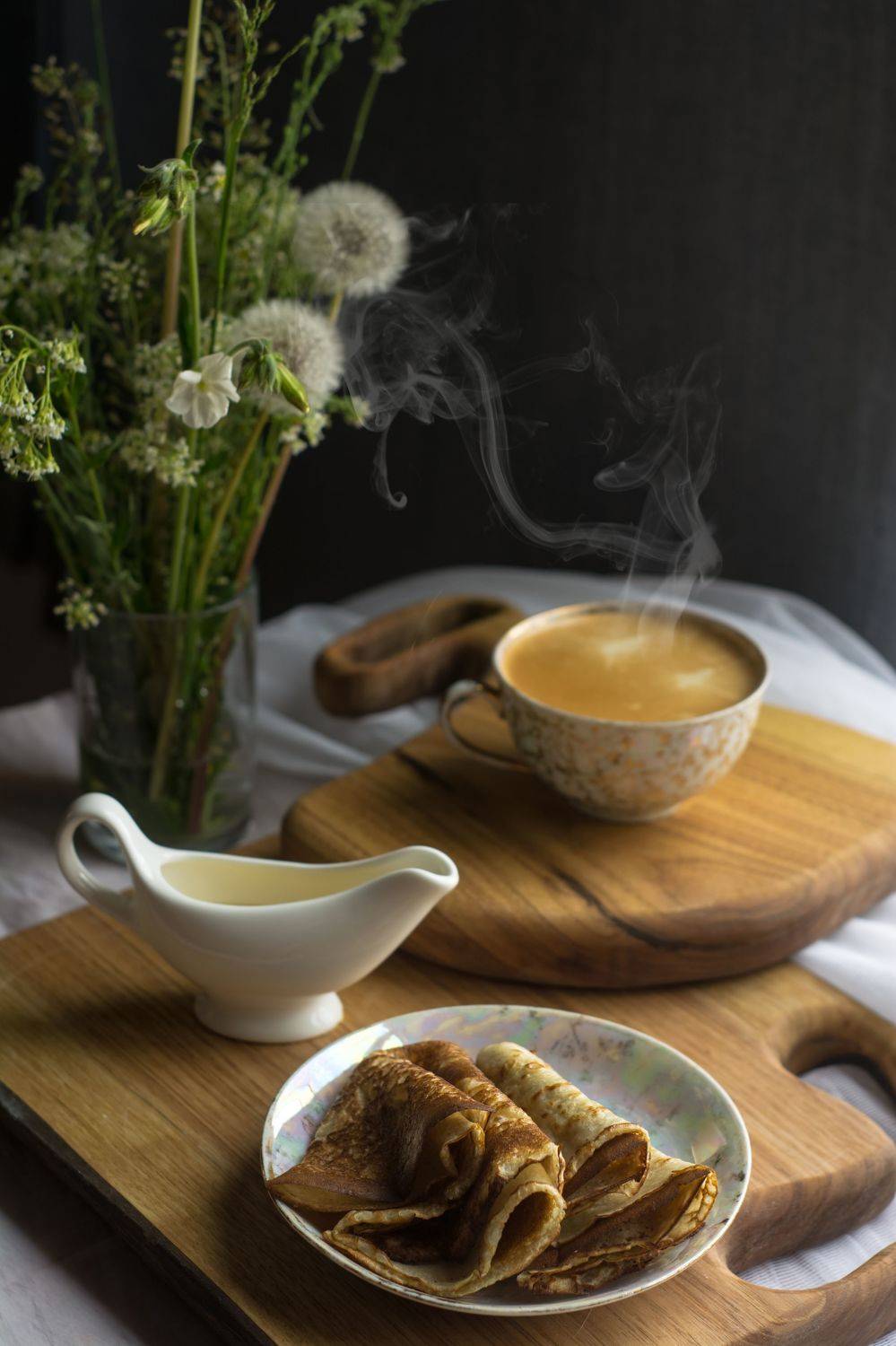 кофе, одуванчики, натюрморт, Елена Плотникова