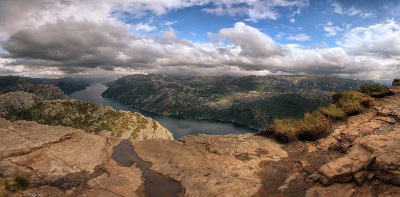 кафедра проповедника, люсе-фьорд, норвегия С высоты птичьего полета фото превью