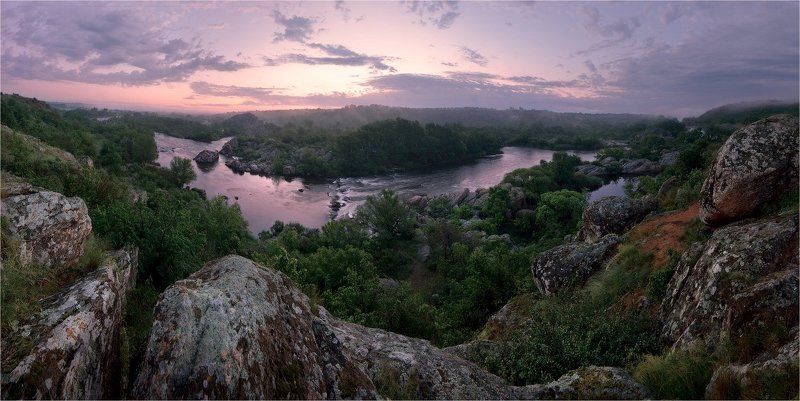 ночь, река, туман, утро, южный буг Древняя земля фото превью