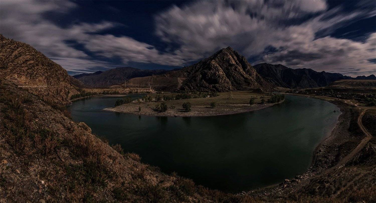 Алтай, Горный алтай, Горы, Катунь, Небо, Ночь, Пейзаж, Природа, Путешествие, Река, Туризм, Альберт Беляев