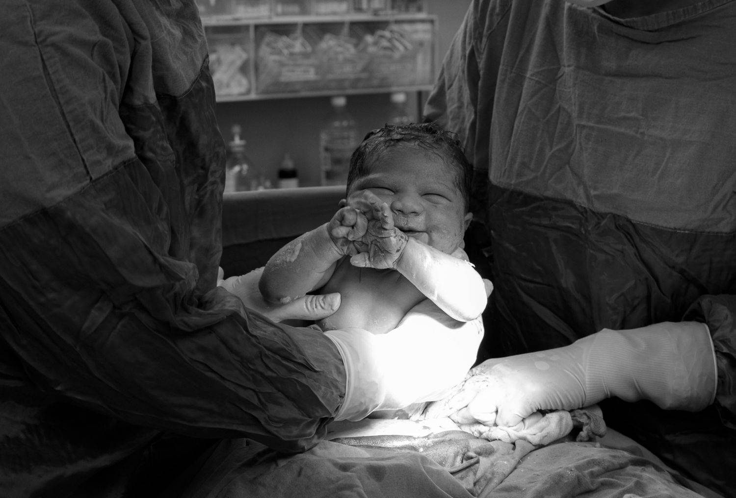 azerbaijan, newborn, baby, boy, black and white, b&w, caesarean section, Teymur Mammadov