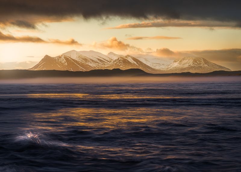 landscape seascape abstract sunrise sunset mood mountain iceland The Beginning of Golden Age фото превью