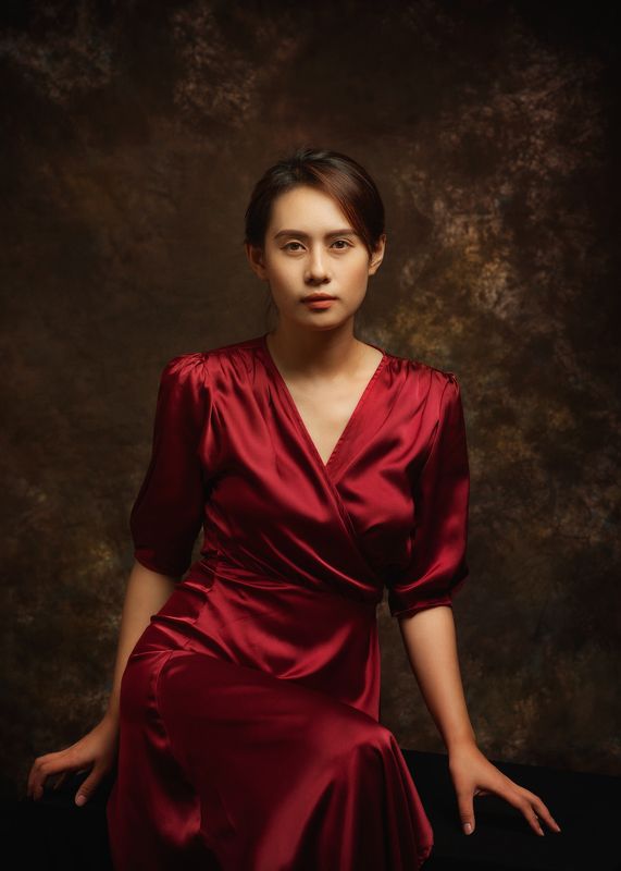 asian, vietnam, vietnamese, portrait, face, red, young, women, female, studio, dress * * * фото превью