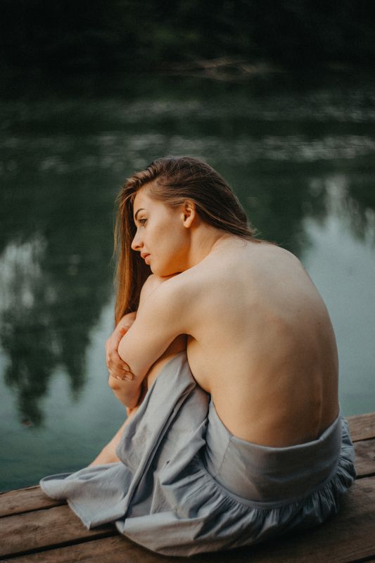 рассвет портрет женский портрет озеро лето Рассвет на озере фото превью