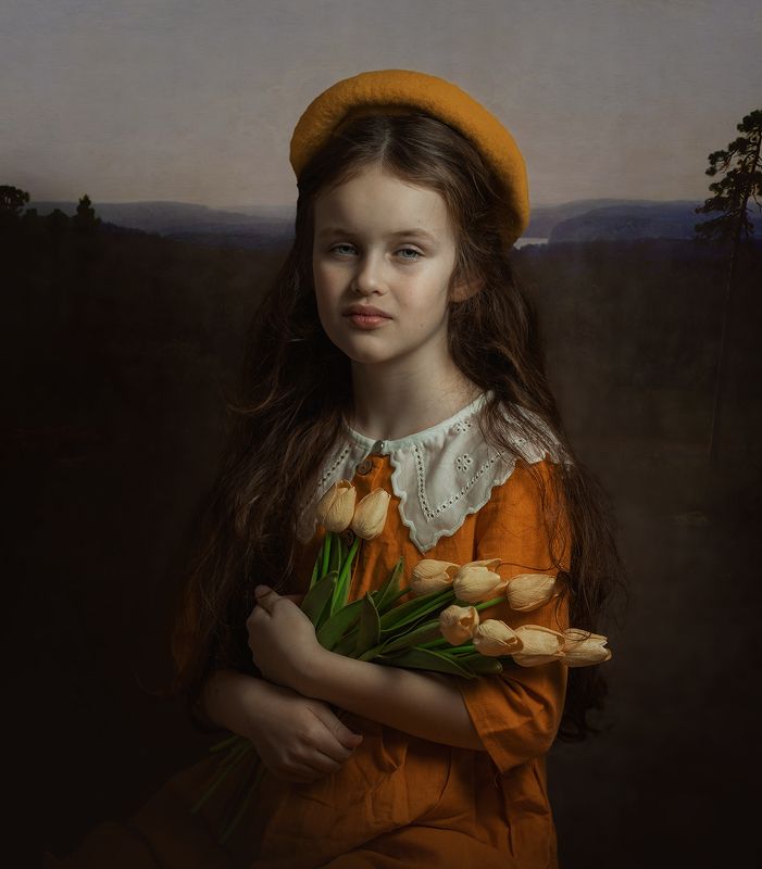 детская, ребенок, дети, fineart, стилизация, репродукция Желтые тюльпаны фото превью