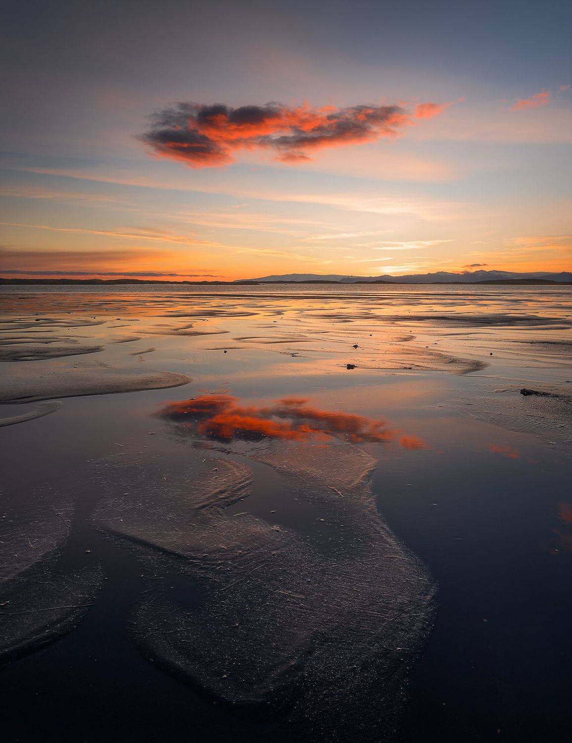landscape sunset cloud reflection lagoon iceland, Stefano Balma