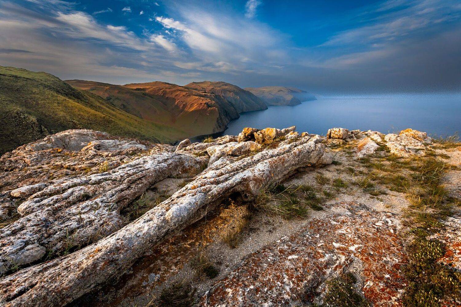 озеро, байкал, закат, вечер, вода, небо, облака, Вячеслав Мельников