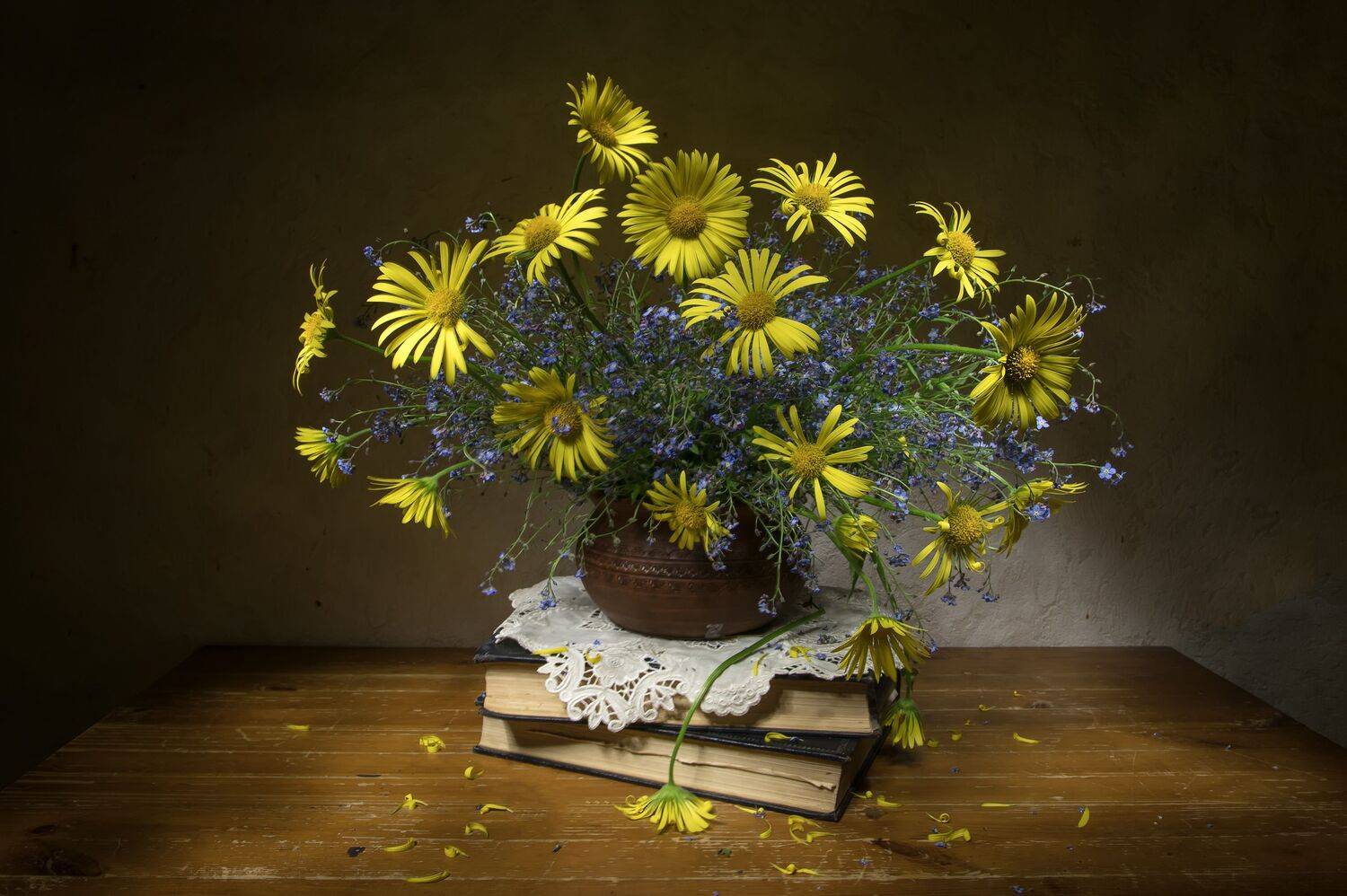 натюрморт, ромашки, незабудки, Феденкова Татьяна