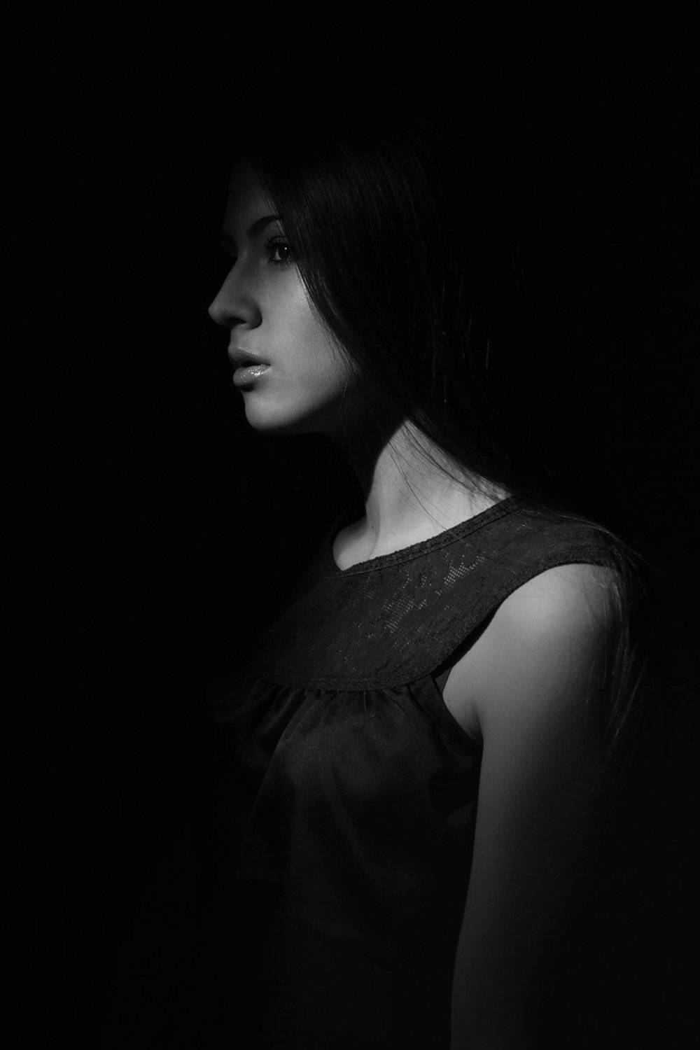 Dark, Girl, Portrait, Портрет, Портрет девушки, Черно-белое, Alex