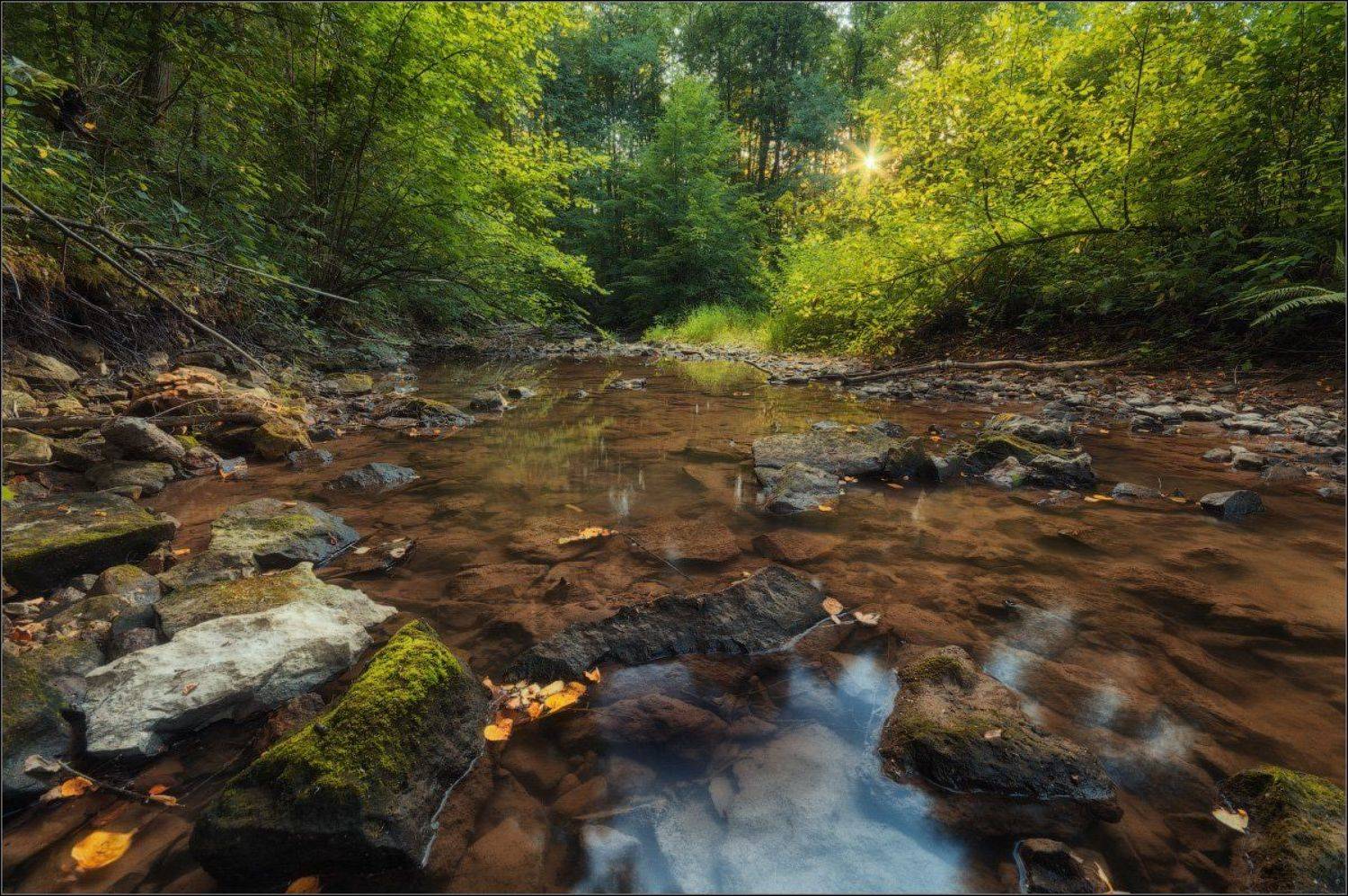 Вечер, Камни, Подмосковье, Река, Солнце, Иван Мухин