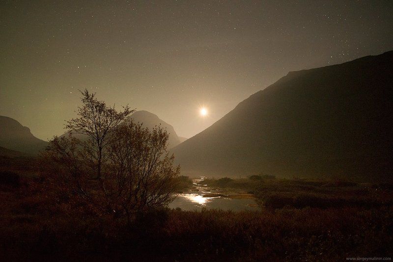 Khibiny, Moon, Moonlight, Mountains, Night, Горы, Хибины Однажды лунной ночью фото превью