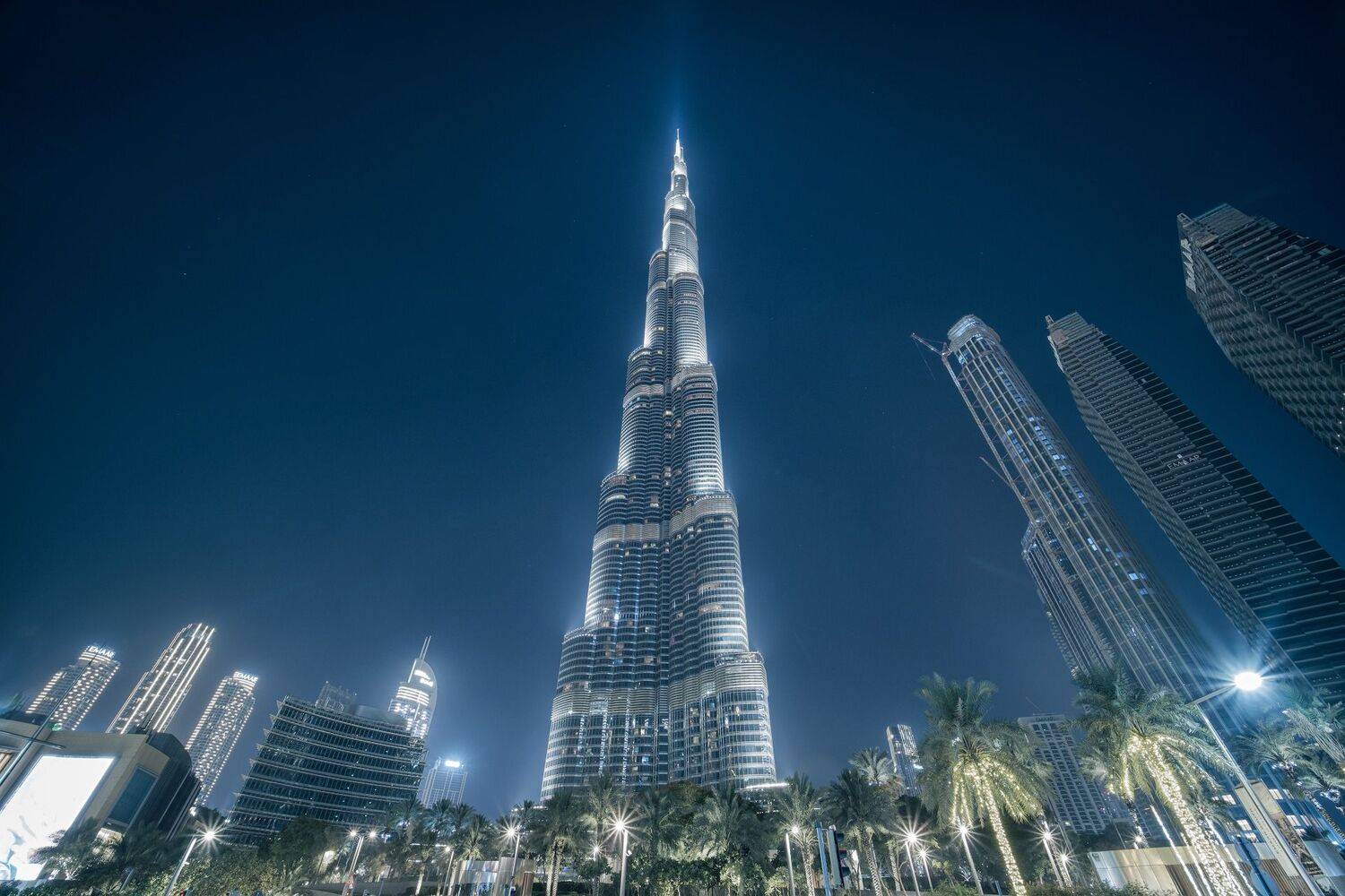 night, burj-khalifa, summer, lights, city, skyscraper, persian, gulf, palm, landscape, scenery, travel, outdoors, uae, dubai, Чиж Андрей