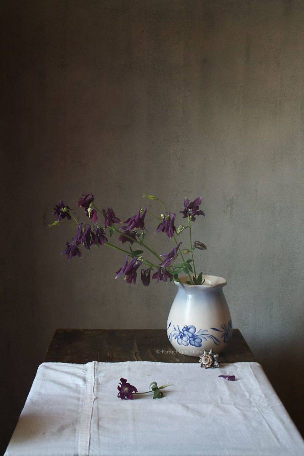 натюрморт, аквилегия, водосбор, цветы, Курочкина Диана