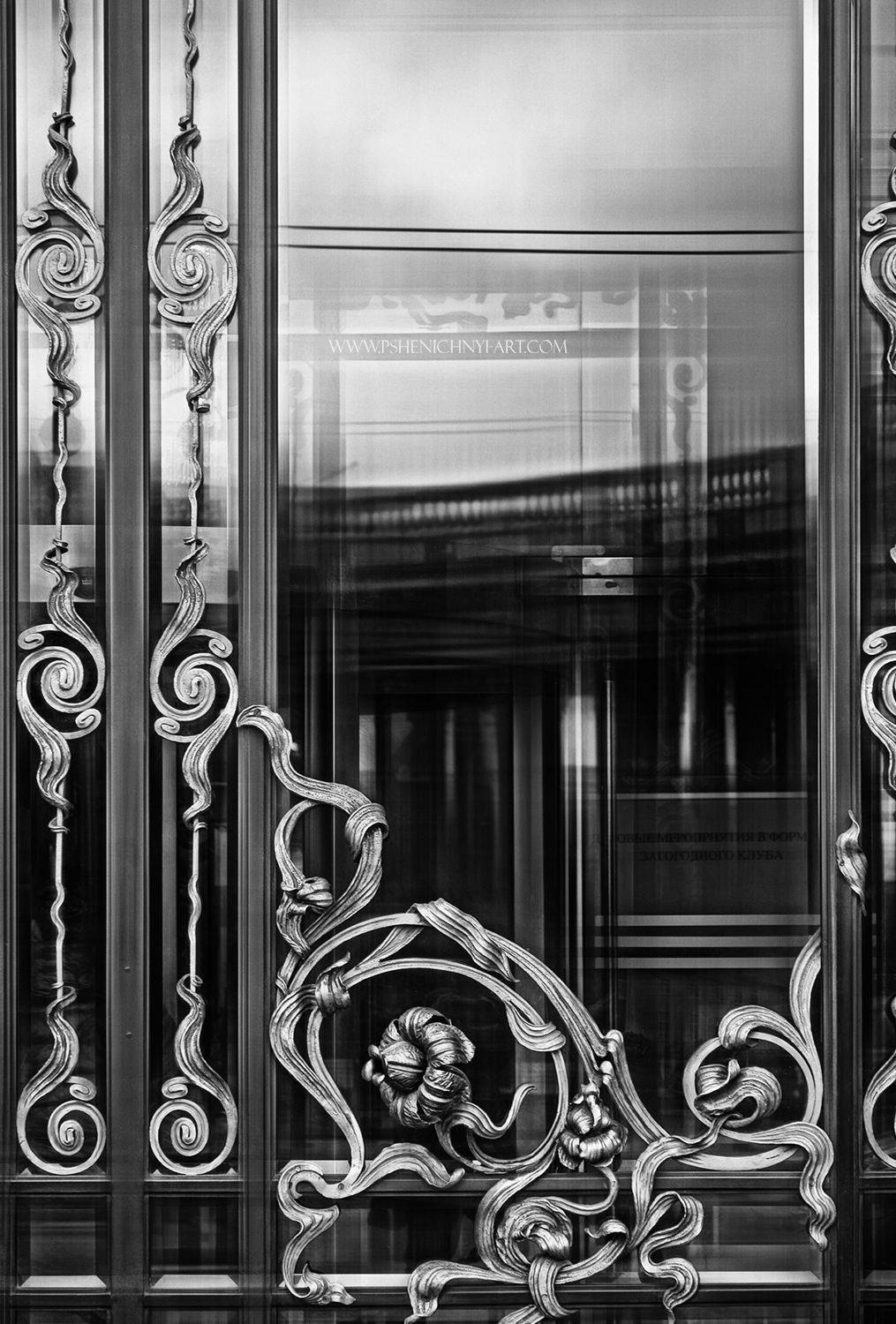 санкт-петербург, дом книги, невский проспект, модерн, узоры, кованная бронза, стекло, отражение, архитектурная деталь, Андрей Пшеничный