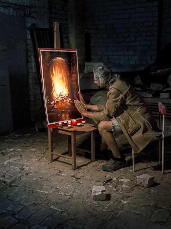 камин, одиночество. мужчина, холод Одиночество фото превью