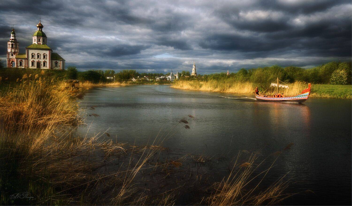 река лодка церковь, Вера Петри