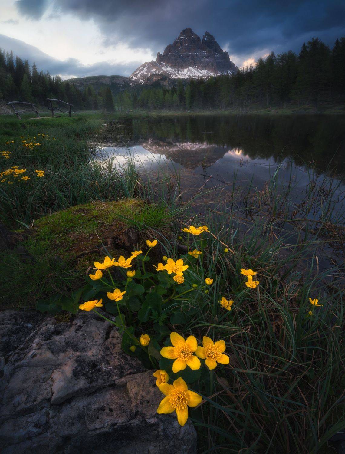 Landscape lake mountain bluehour reflexion Dolomites Italy, Stefano Balma