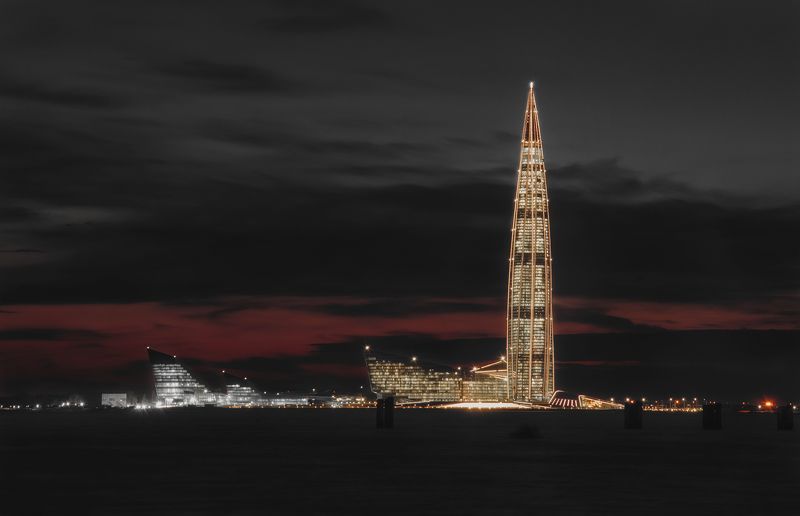 город, ночь, пейзаж, лахтацентр, спб, кукуруза Лахта-центр фото превью