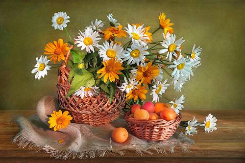 Летний букет и абрикосы