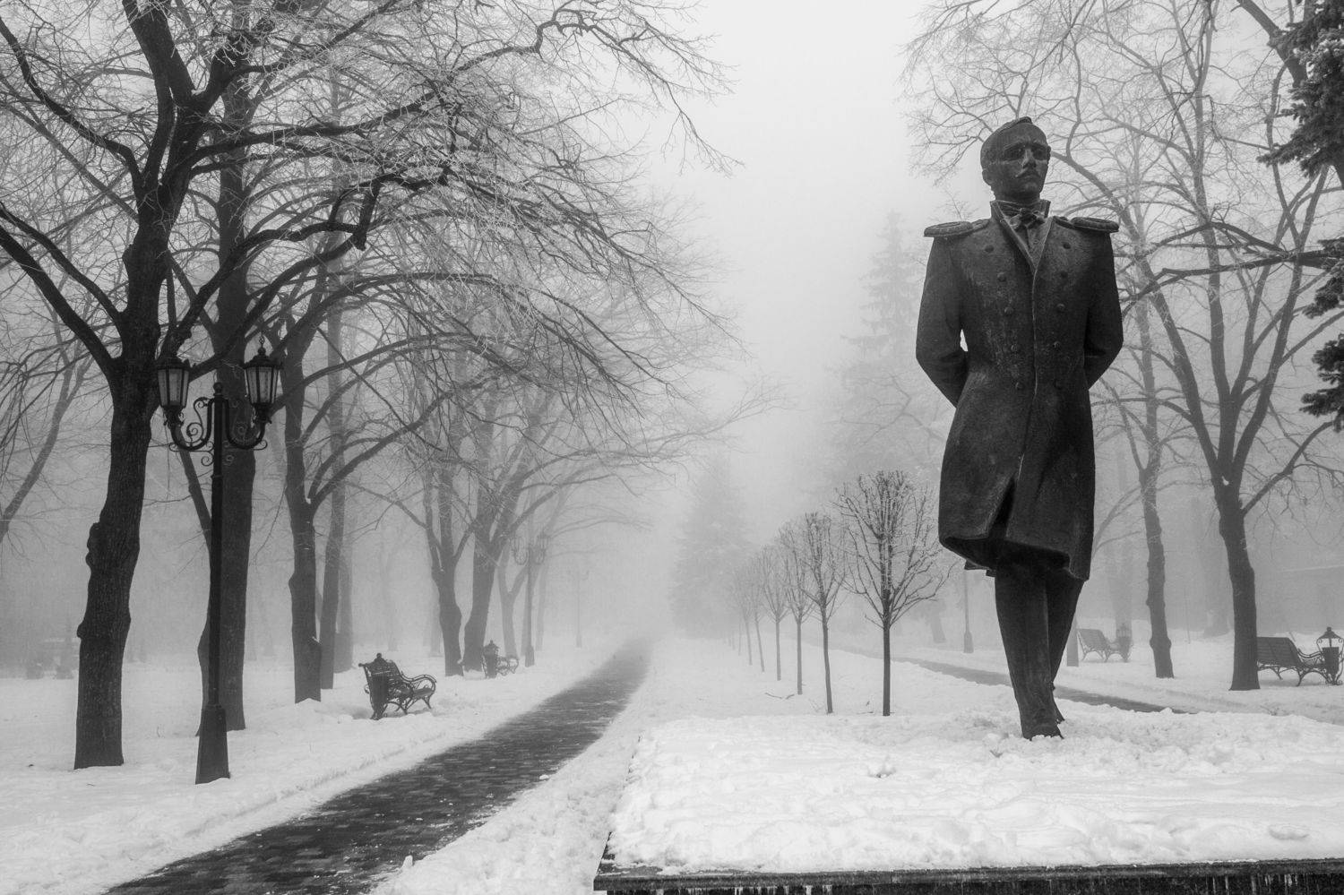 туман, город, улица, стрит,ч/б, черно-белое, Виталий Маслов