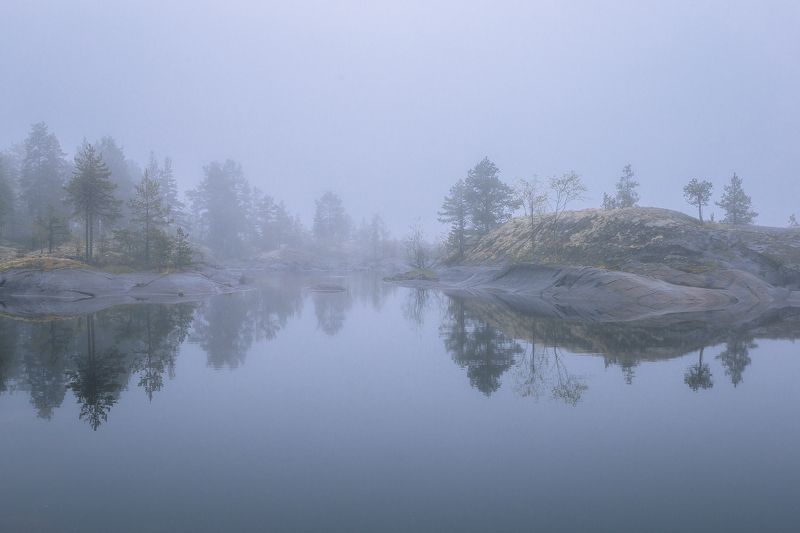 Ладога Туман в Ладожских шхерах фото превью