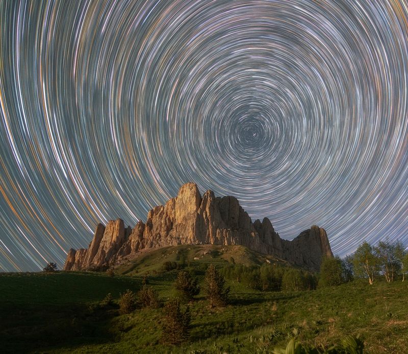 западный кавказ, большой  тхач, ночь, звёзды, лето В круговороте времени фото превью