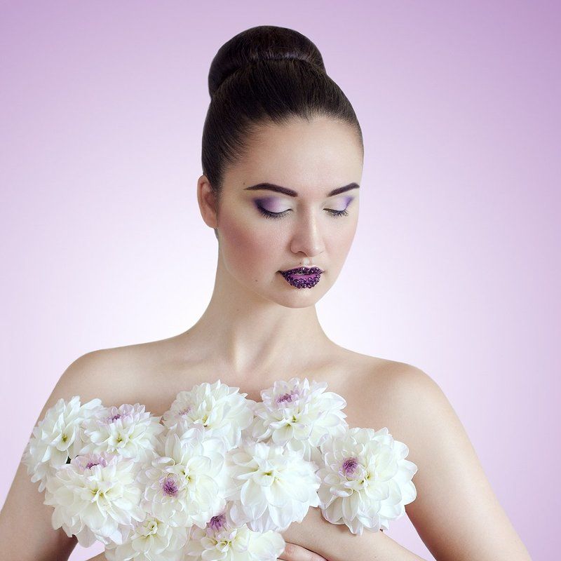 Flower, Flowers, Photo, Portrait, Губы, Нежность, Портрет, Портрет девушки, Цветы  фото превью