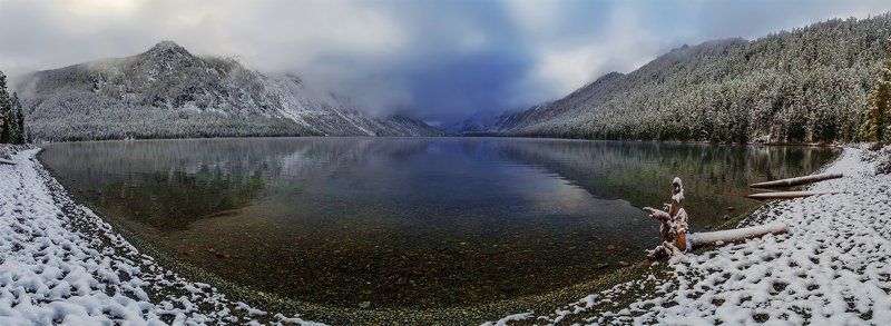 Алтай, Горный алтай, Горы, Мультинские озера, Озеро, Осень, Панорама, Пейзаж, Природа, Путешествие, Сибирь, Снег, Туризм Засентябрило на Мульте фото превью
