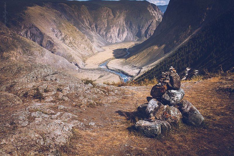 Алтай, Обо, Перевал Кату-Ярык, Тур, Чулышман Обо над Чулышманом фото превью