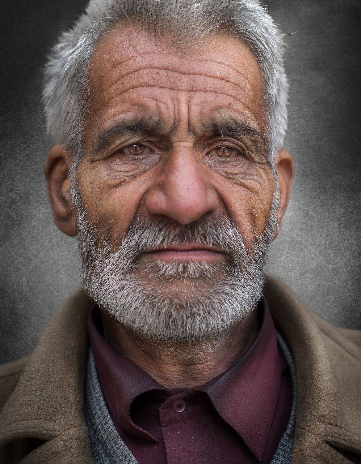 #Forehead #Nose #Beard #Jaw #Flash photography #Ear #Iris #Grey #Black-and-white #No expression , Mehdi Zavvar