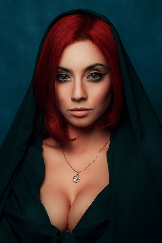 модель, девушка, girl, female, woman, portrait, портрет, red, green Redhead фото превью