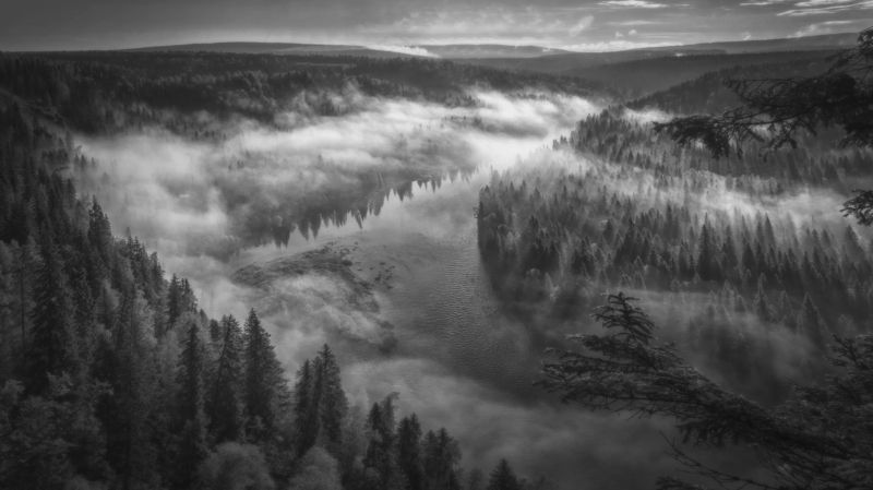 озеро, горы, лес, природа, закат, рассвет, красота, приключения, путешествие Туманная Усьва фото превью