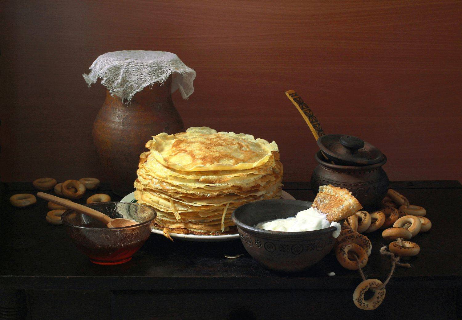 натюрморт, фотонатюрморт, лето, зима, масленица, блины, сметана, мёд, сушки, #stillifefoto наталья казанцева, Наталья Казанцева