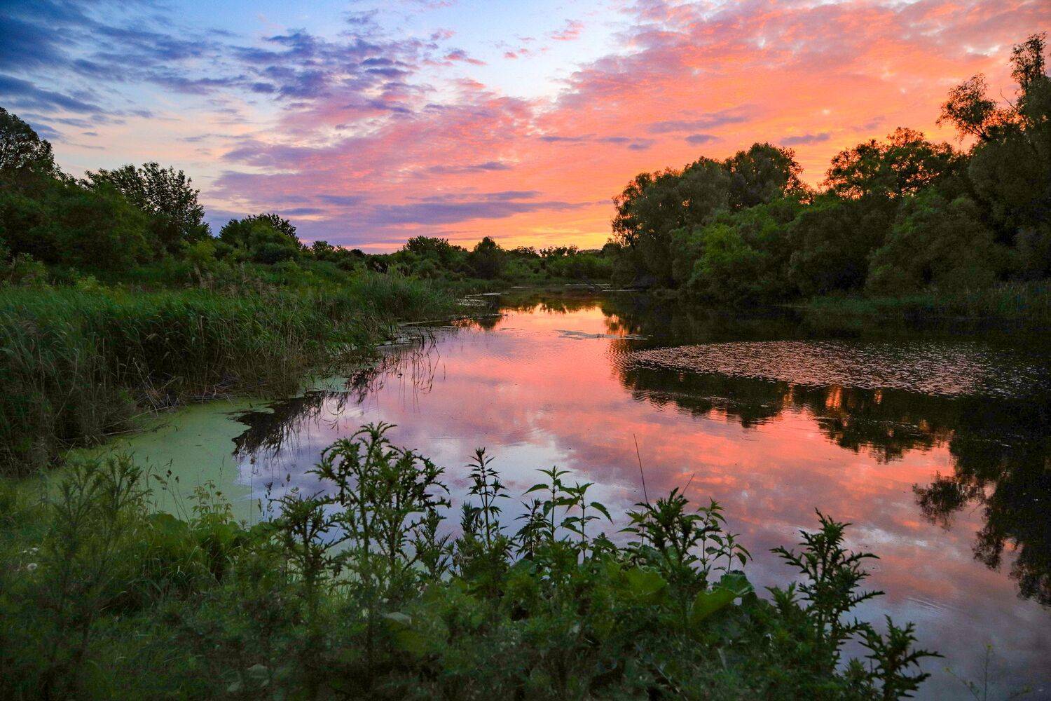 Вечер, пейзаж, закат, озеро, Юрий Морозов