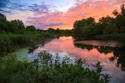 Закат на озере
