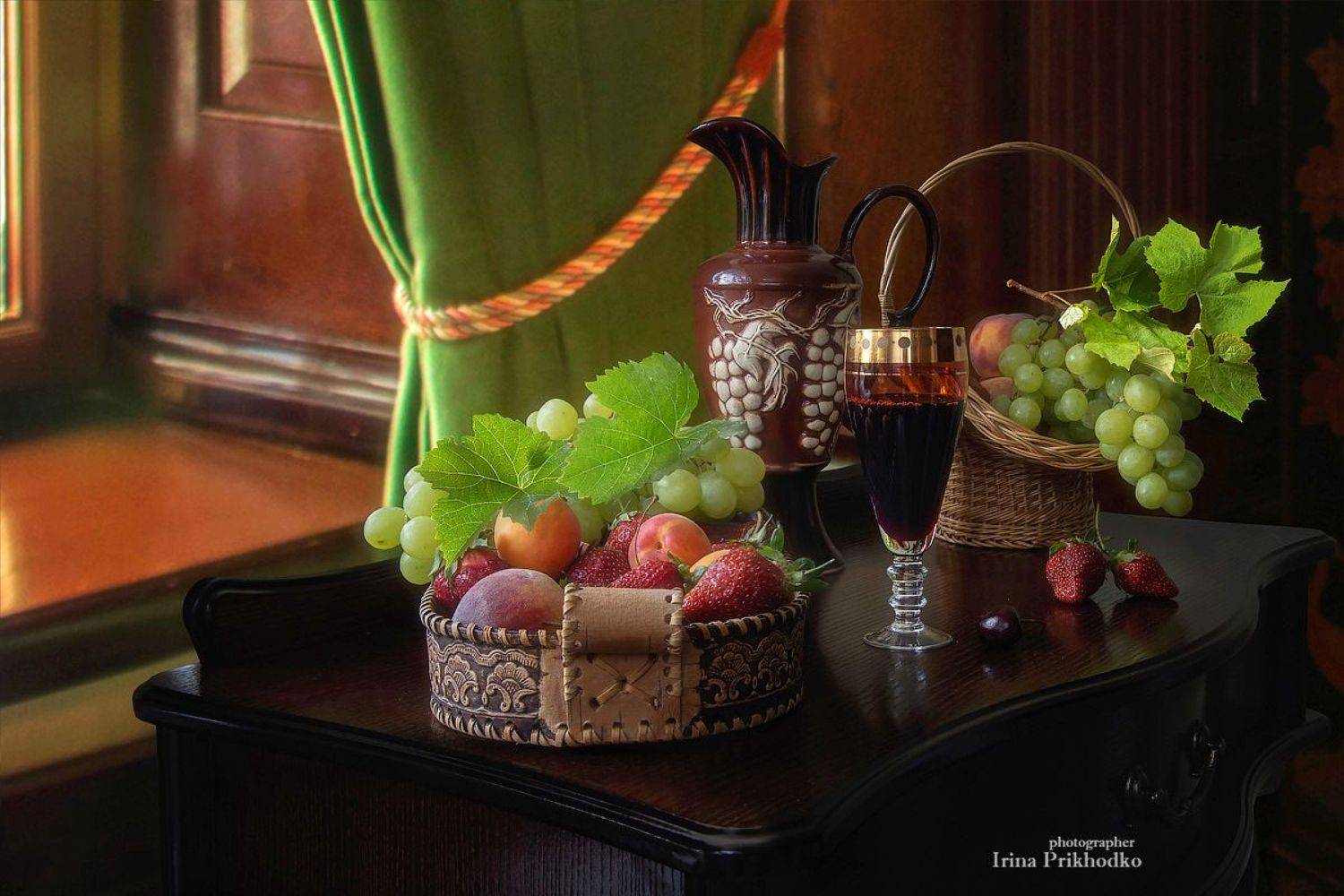 натюрморт, фрукты, вино, лето, интерьер, Приходько Ирина