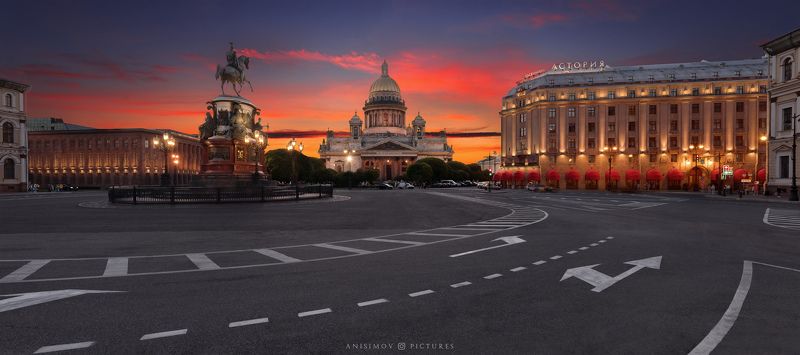 санкт-петербург, город, архитектура, питер, петербург,россия, закат, спб Исаакиевская площадь фото превью