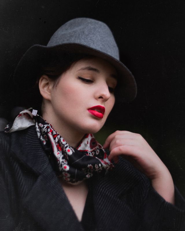 Портрет, фотосессия, шляпа, ретро, винтаж, гелиос Полина фото превью